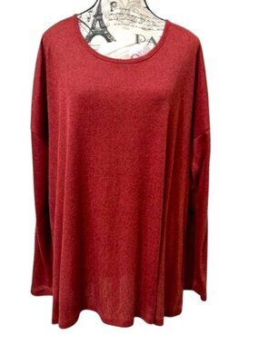 Simply Noelle Red Long Sleeve Laced Relaxed Versatile Minimalist Tunic size L/XL